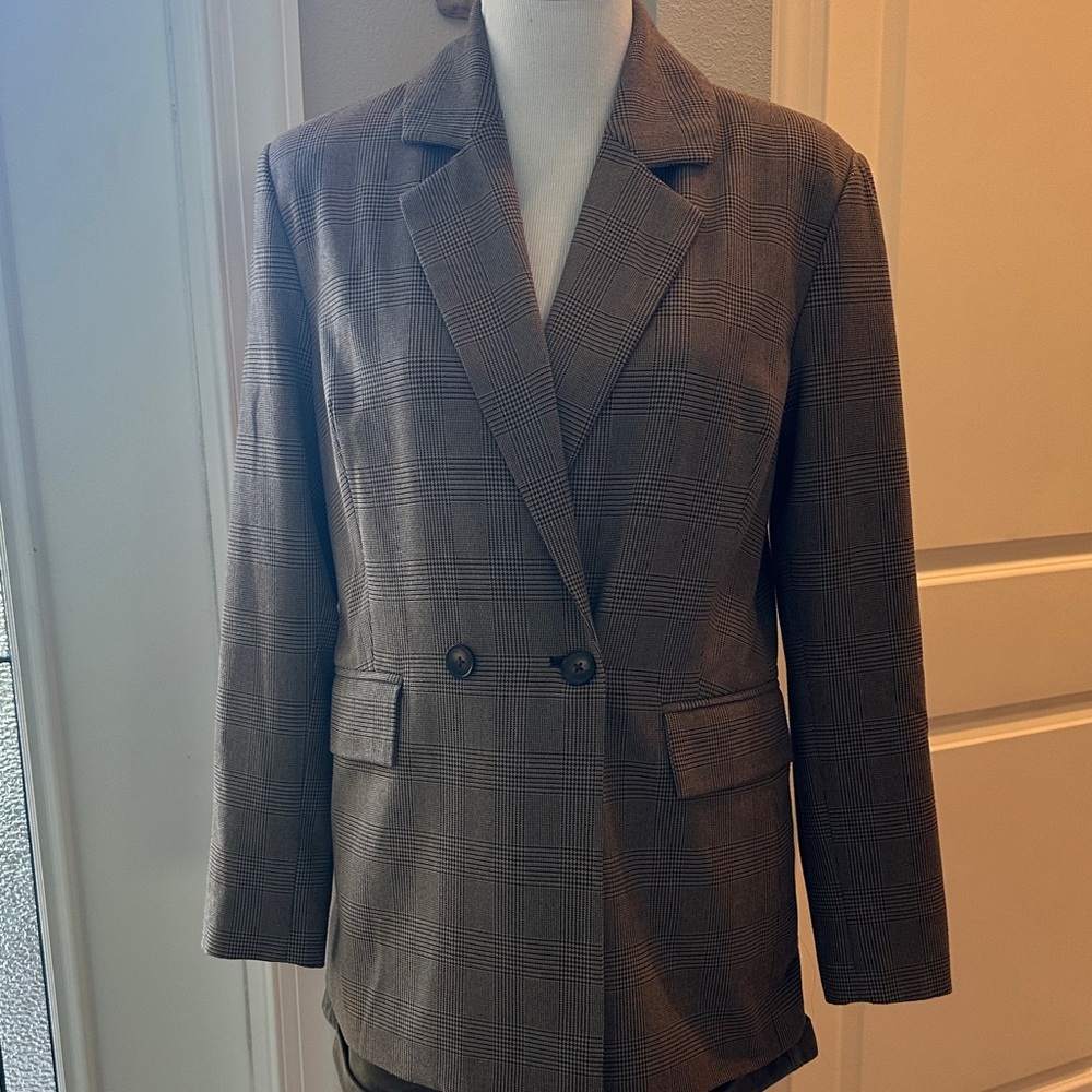 Blank NYC Women's Plaid Double-Breasted Blazer